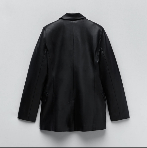 NWT Zara Balmain Style Oversized Leather Blazer Jacket - Picture 5 of 5